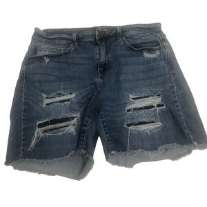 Judy Blue Raw Hem Cut-Off Distressed Denim Shorts Size 2XL Stretch
